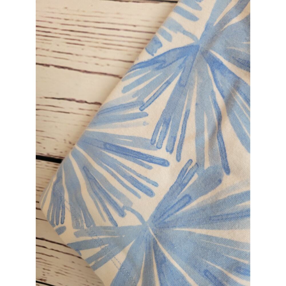 Talbots Art to Wear Top Blue White Palm Leaves Short Sleeve Women's Size Large - Picture 6 of 10